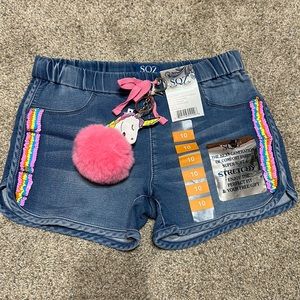 NWT SQZ dolphin short with sequins and keychain